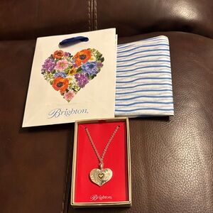 Brighton Silver and Gold Love Beyond Words Heart Necklace NWT